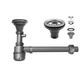 QruiLanTu 1 1/2" Sink Drain Kit P-Trap Drain Strainer Adjustable Height with 3-1/2" Kitchen Sink Drain Assembly Kit 304 Stainless Steel for Single Kitchen Sinks Bar Sinks and Laundry Sinks