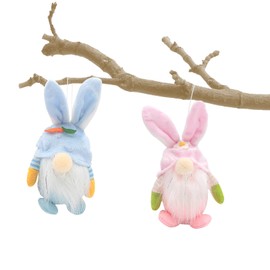 Spldsun Pack of 2 Gnome Decoration, Gnome Figures, Small Gnome Spring Decoration, Hangable, Small, Handmade, for Decoration Easter, Christmas (Blue, Pink)