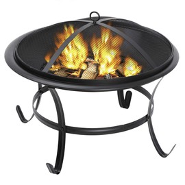 HANGKAI 22" Portable Firepit Mini Round Fire Bowl w/,Screen Cover,Safety Metal Legs Fireplace for Backyard,Camping,Patio