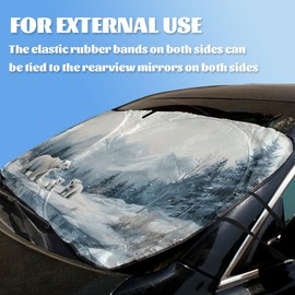 Cute Polar Bear Car Windshield Sunshades Glacier Snow Ice Lake Cartoon Front Window Car Sun ​Shade Windshield Blocks UV Rays Sun Visor Protector for Car Sedan Truck SUV Accessories 59" L x 31.5" W
