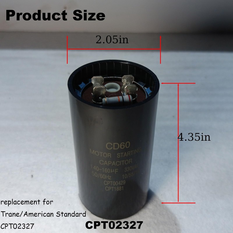 CPT02327 135-162 MFD 330 VAC Start Capacitor Replacement for Trane