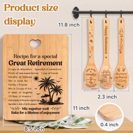 Retirement Gifts for Woman/Men, Retirement Bamboo Cutting Board Set for Colleagues, Friends, Teachers, Bosses, Parents, Family - Recipe for a Special Great Retirement.