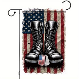 Starlit Patio Patriotic Military Boots Garden Flag 12x18 Inch Double Sided Honor Veterans Military Veteran Soldier Boots Cross America Yard Outdoor Decoration