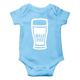 AW Fashions Half Pint Baby Bodysuit Funny Clothes Boys & Girls Unisex Infant Romper Cute Outfit Newborn (6 Months, Light Blue)