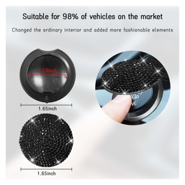 Dickno Bling Car Push Start Button Cover, Anti Scratch Ignition Protective Cap, Crystal Rhinestone Engine Decor Accessory (Black)