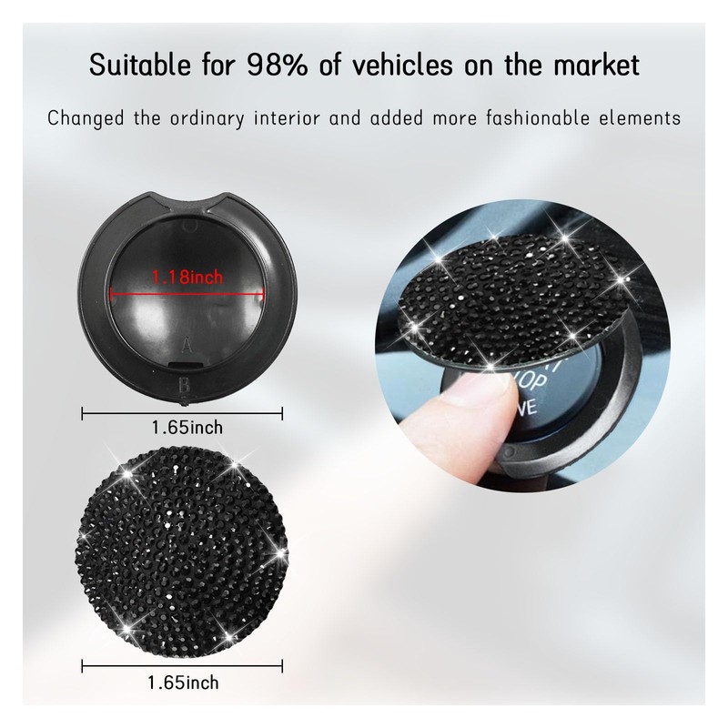 Dickno Bling Car Push Start Button Cover, Anti Scratch Ignition