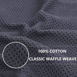 LEIAOLY 100% Cotton Waffle Weave Kitchen Dish Cloths, Ultra Soft Absorbent Quick Drying Dish Towels, 13x13 Inches, 6-Pack, Dark Grey
