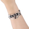 BULINLIN Crystal Beads Layered Bangle Bracelet, Silver Plated Metal Wrap
