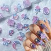 50pcs Luminous Flower Nail Charms Blue Purple Bow Heart Butterfly