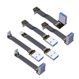 ADT-Link USB 2.0 Micro B Male to Type A Male Extension Ribbon Cable Fold 90 FPV Slim Flat Soft Flexible FPC (30cm, S1A-W3)