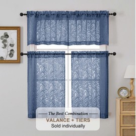 OVZME FJ - Cortinas transparentes con clip, color azul polvoriento, 2 x 30 x 24 pulgadas