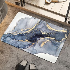 ZHUZHISHAN Bath Mat Rug,Gilt Marble Non Slip Quick Dry Super Absorbent Thin Bathroom Rugs Fit Under Door-Easy to clean Bathroom Floor Mats-Shower Rug for Shower Sink Bathtub(16" x 24"in)