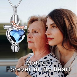 WINNICACA Cross Urn Necklace for Ashes Sterling Silver Necklace Urn of Mom Ashes Jewelry for Mother Cross Urn Pendant Cremation Memorial Gifts Mother Cremation Necklace Christmas Gifts for Women
