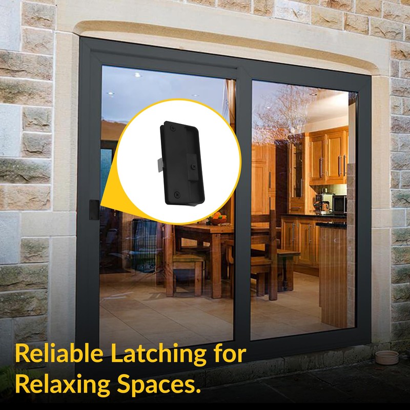 Brixwell Patio Screen Door Latch Set, Black Finish, Plastic Construction,