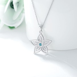 EUSJ Flower Necklace 925 Sterling Silver Flower Necklace for Women Dainty Cute Flower Necklace Jewelry Gifts for Valentine'S Day Wedding Birthday, Sterling Silver, Cubic Zirconia