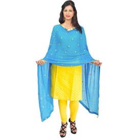 TMS - Bufanda bordada de gasa para mujer, Azul (Sky Blue), 90 Inches X 32 Inches || 228 cm X 81cm
