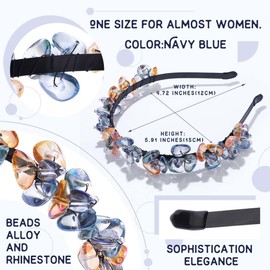 IYOU Shiny Crystal Headband Black Sparkly Rhinestone Hair Hoop Stones Party Costume Hair Accessories for Women