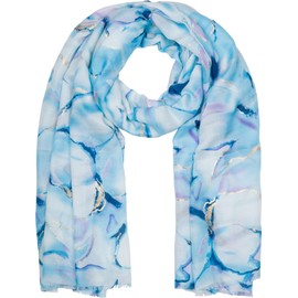 styleBREAKER 01016229 Women's Scarf with Watercolour Marble Pattern and Metallic Accents, Lightweight Scarf in Pastel Tones, Stole, lightblue