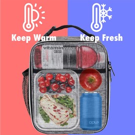 OPUX - Fiambrera aislada de alta calidad, suave bolsa de almuerzo escolar para niños y niñas, a prueba de fugas, pequeña bolsa de almuerzo para hombres y mujeres, reutilizable, compacta para oficina,