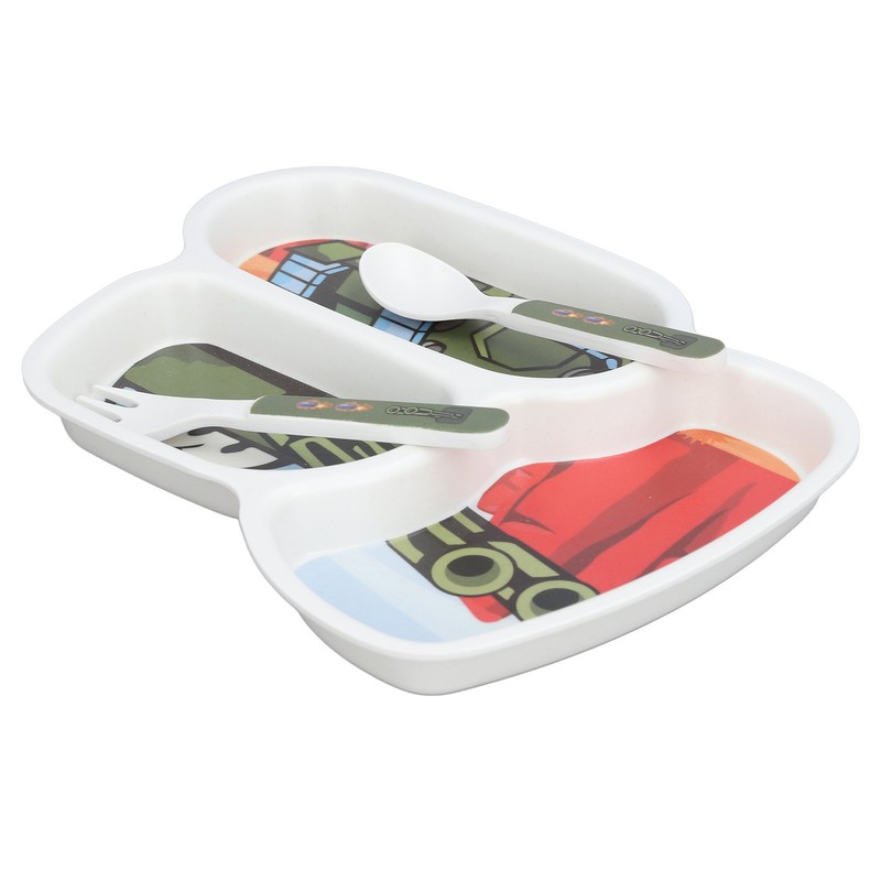 Children Tableware Set Cartoon Printed Unbreakable Divided Plate Toddler Eating