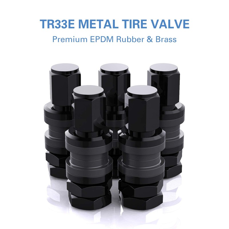 CKAuto 5 Pcs VS33/TR33E Tubeless Metal Clamp-in Valve Stems, Black