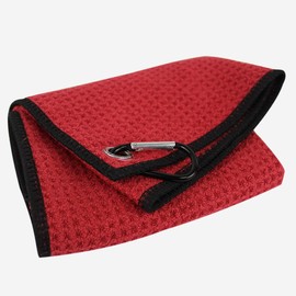 Scott Edward Golf Towel Microfiber Waffle Pattern Golf Towel with Heavy Duty Carabiner Clip Tri-fold Golf Towel Perfectly Cleans Golf Balls and Golf Clubs Blue/Red/Gray