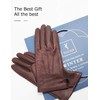 YISEVEN Women's Unlined Leather Gloves Italian Lambskin Three Points Long