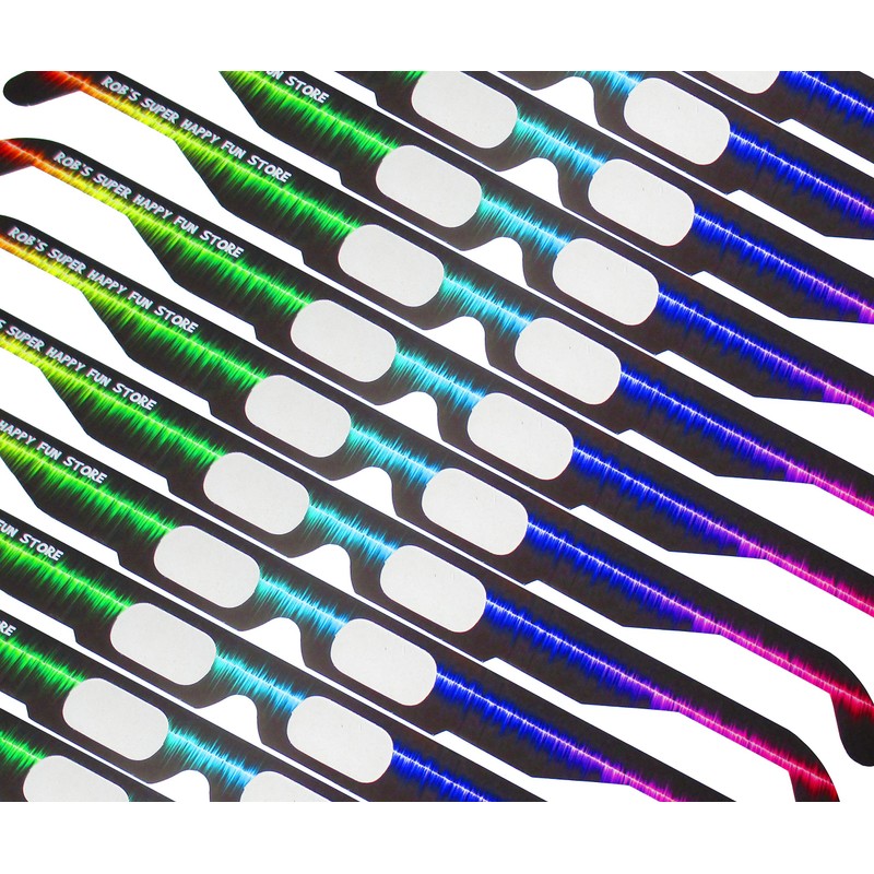 Fireworks Diffraction Glasses - 25 Rainbow Hearts (Plain White Frames)