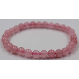 Taddart Minerals Pink Natural Gemstone Rose Quartz Bracelet with 6mm Balls on Elastic Nylon Thread - Handmade, Rubber, rose quartz