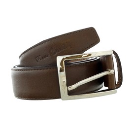 Pierre Cardin Brown Classic Square Silver D-Ring Adjustable Belt Adjustable Mens Belt-40 for Mens