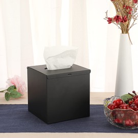 Sumnacon Copertura quadrata per scatola di fazzoletti, elegante porta fazzoletti in acciaio inox, moderno supporto per fazzoletti facciali in metallo, per comò, tavolo, comodino, bagno, vanità, casa