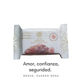 JABÓN con ACEITE ESENCIAL DE ROSAS y CUARZO | Hecho con Glicerina de Coco | Aceite Escencial | Vegano | Biodegradable | Empaque de jabón compostable (Rosas - Cuarzo Rosa)