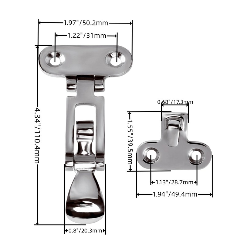 Boat Door Hatch 316 Stainless Steel Anti-Rattle Latches, Marine Grade