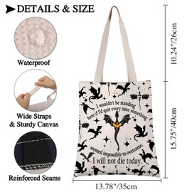 BDPWSS Fourth Wing Gift Fourth Wing Fantasy Reader Tote Bag Basgiath War College Gift I Will Not Die Today Dragon Rider Gift (Not die today TG)