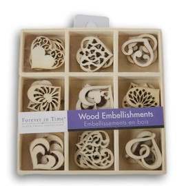 Mini Laser Cuts Wood Shape - Hearts - 45 Pieces - 1'' Across