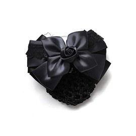 Hair Bun Cover Net Tube Hair Net Bow Decor Mesh Hair Clip Elastic Bun Cover French Hair Clip Bow Ribbon Flower Hair Clips for Women Girls (Black)