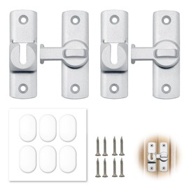 2 Stück Schiebetür Schloss, Schiebetürschloss 90/180 Grad mit Schrauben und Selbstklebende Türpuffer, Drehbare Schiebetür Riegel für Küche, Fenster, Balkontür