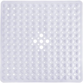 Yimobra Shower Mat, Non-Slip Shower Mat with Suction Cups, Safety Mould Resistant Bath Mat with Drainage Holes, Non-Slip Shower Mat, BPA Free, Machine Washable, 53 x 53 cm, White