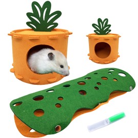 Hamster Hideout Detachable Small Animal Bed House Hut Sleep Nest Cage Accessories with Tunnel Toys for Syrian Hamster Guinea Pig
