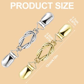 Pack of 2 Cardigan Clips Vintage Cardigan Clips Zinc Alloy Sweater Clips Scarf Clips Dress Clips for Women Retro Style Clothes Clips in Gold and Silver, Zinc