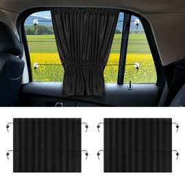 Hovom 2PCS Car Window Shades, Auto Side Window Curtain for Privacy Heat UV Protection, Window Cover Keeps Your Vehicle Cool, Universal Car Sun Shade for Baby Sleeping Travel Camping