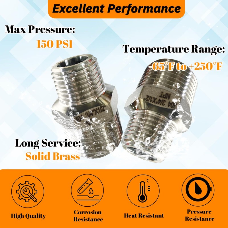Gadoutcover 2pcs 3/4" NPT x 1/2" NPT Stainless Steel Nipple,