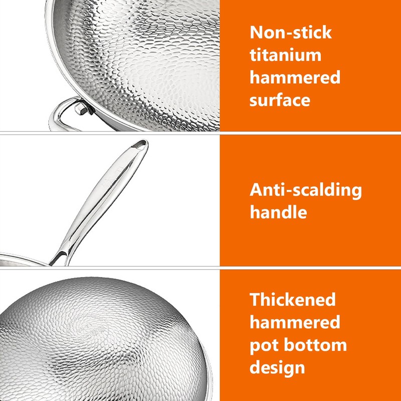 Titanium Hammered Wok, 2026 Upgrade Double-side Hammered Frying Pans Nonstick,