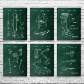 Patent Earth Lineman Gear Posters Set of 6 (12x18), Lineworker Gift, Powerline Tech, Lineman Gifts, Electrical Engineer, Contractor Gift Green Chalkboard