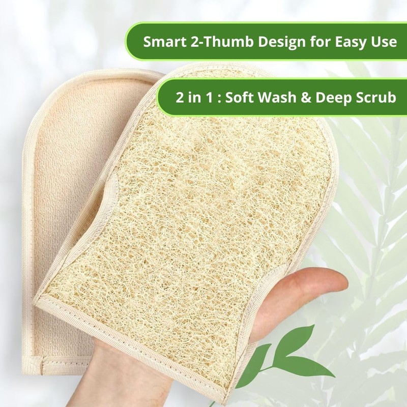 Guantes Exfoliantes de Lufa Natural y Tela de Rizo para