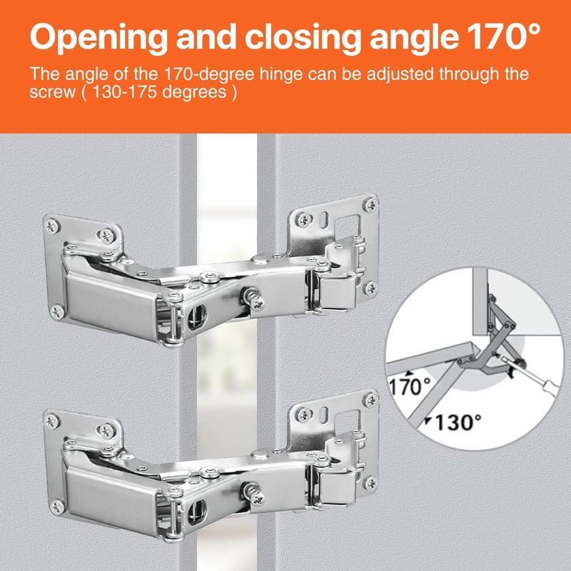 Ulsam 2pcs Soft Close Cabinet Hinges, 170 Degree Concealed Cupboard