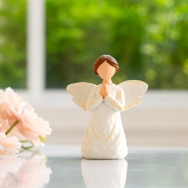 TOHLUCS Praying Angel Kneeling Statue - Hand-Painted Sculpture for Comfort, Remembrance, Healing, Sympathy Gift for Women, Seeking Quiet Within, Peace Prayer Figurine, Home Decor Accents