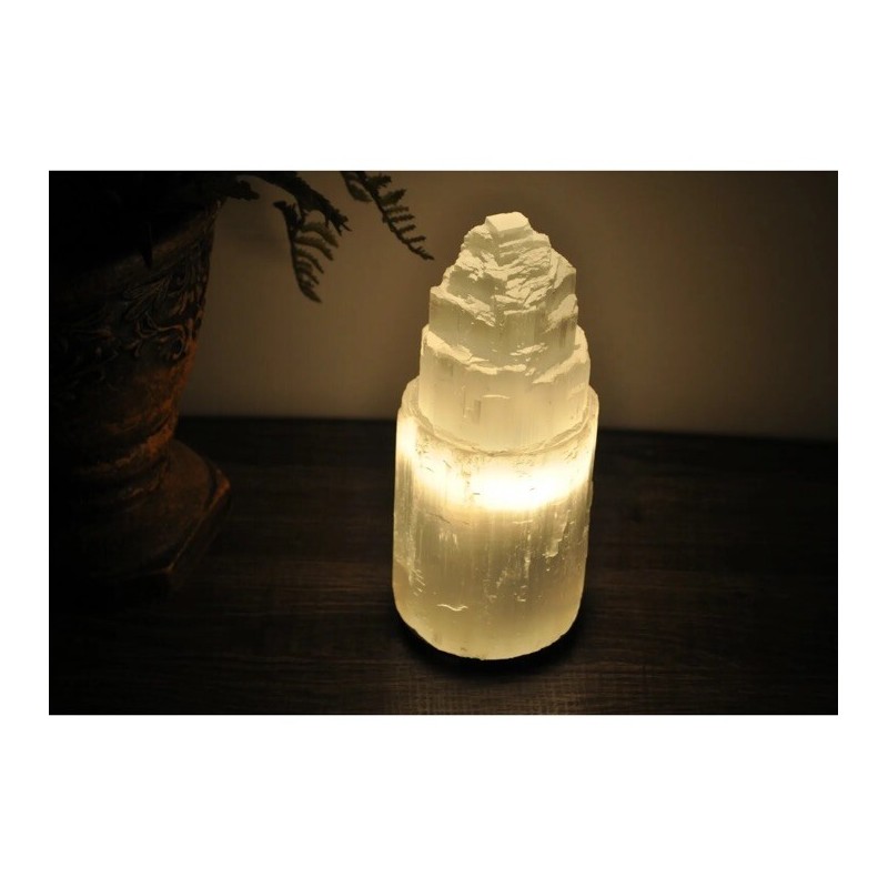 Natures Artifacts Selenite Lamp, Selenite Crystal Lamp, Selenite Tower Skyscraper
