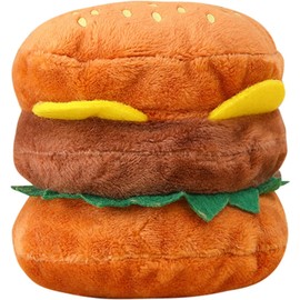 Pxiryanlow 1pc Hamburger Shape Dog Plush Squeaky Toy,Dog Squeak Toy for Pet Dogs Biteable Plush Toy Dog Chewing Toy Squeeze Hamburger Bone Toy Biting Resistant Cat Soft Toy Pet Plush Toy for Dogs