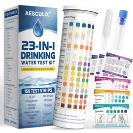 23 in 1 Water Test Kit for Drinking Water 158 Strips, Upgraded Home Water Testing Strips for Well & Tap Water, Detects Hardness, Chlorine, pH, Lead, Iron,
